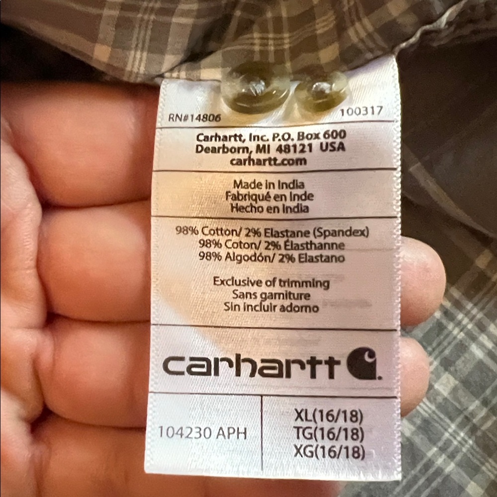 Carhartt Light Gray Plaid Shirt - Picture 4 of 5